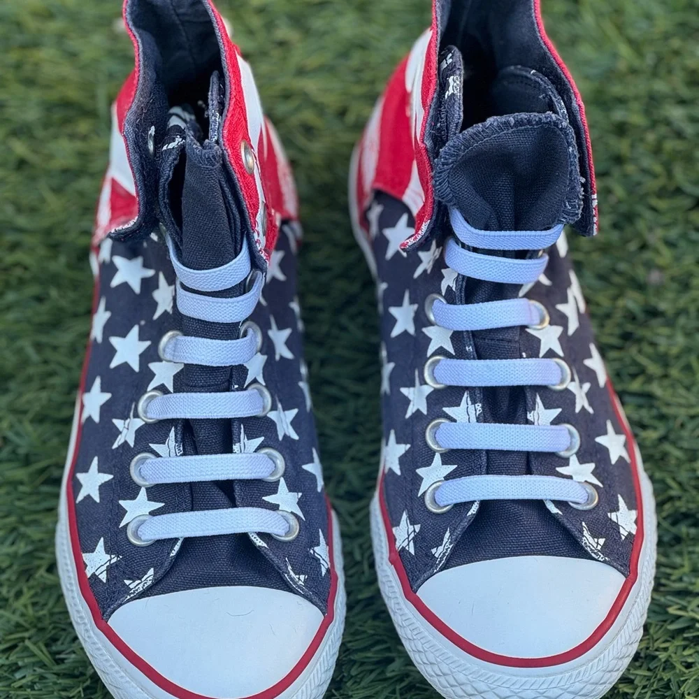 Kids converse all stars, red, white, and blue